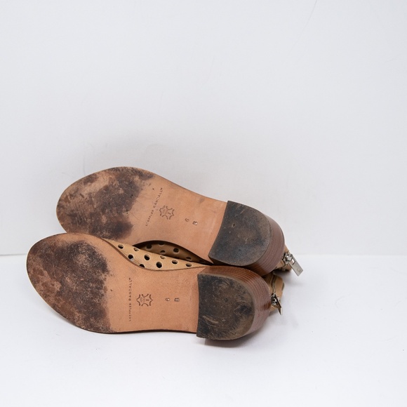 Loeffler Randall Lone Genuine Leather Perforated Open Toe Ankle Block Heel Boots - Picture 4 of 4